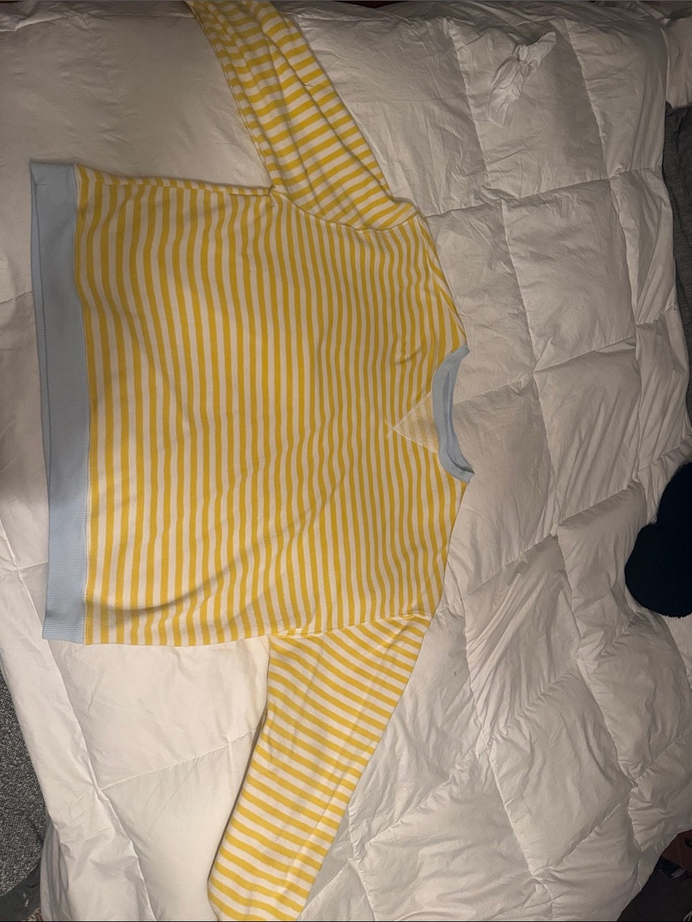 We The Free Yellow & White Striped Pullover with Light Blue Trim